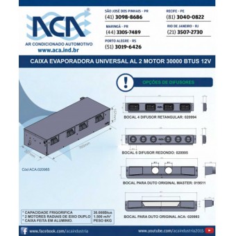 CXA EVAP UNI AL 2 MOTOR 38.000 BTUS 12V IMO (FI)