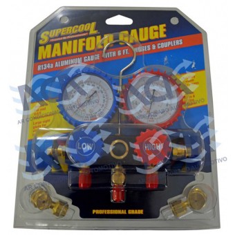 MANOMETRO GAS R134A SUPERCOOL ALUMINIO COMPLETO