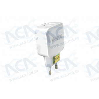 TOMADA DE CARREGADOR RESIDENCIAL 5V TURBO DUAL USB BRANCO - HREBOS