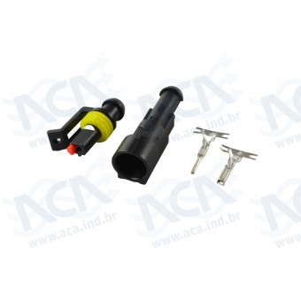 CJ CONECTOR MACHO/FEMEA 1 VIA PRETO SELADO C/TERM - IMP
